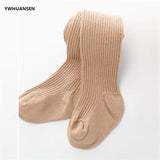 0 to 6 Yrs Cotton Double Needle Tights For Children Spring Autumn Winter Pantyhose Boys Girls Solid Candy Color