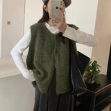 Fongt Plush Velvet Vest Korean Simple Soft Sweater Women Loose Folding Knitting Shoulders