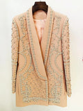 QUALITY Newest 2023 Fashion Designer Women's Shawl Collar Stunning Diamonds Pearls Beaded Blazer
