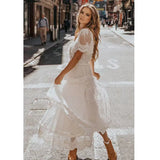 Fongt Women's Wish V-Neck Short-Sleeved Lace Dress For Summer 2025