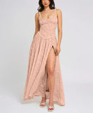 Fongt Women's New Sexy Sling U Tie Dew Back Perspective Chiffon Dress
