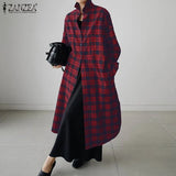 Vintage Women Plaid Checked Long Shirt Dress 2022 Autumn Casual Lapel Neck Long Sleeve Sundress Loose Vestidos Robe
