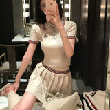 Fongt New Miu Knitted Top Three Sets Of Women's Autumn And Winter Knitted Cardigans Outside The 100-Fold Skirt Set