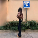 Fongt Black Micro-Tight Jeans 2025 New Autumn And Winter Large-Size Trousers Showing Thin Plus Thick Straight Trousers