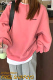 Thick Warm Sweatshirt Women Patchwork Sporty Letter Fashion Korean Pullover Winter Harajuku Clothes Basics Steetwear