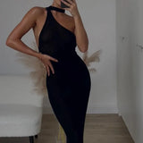 Fongt New Summer Sexy Seaside Holiday Solid-Colored Shoulder Bag Hips Long Dress Woman