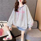 New Embroidery Hoodies Womens Fashion Loose Large Size Hoodie Korean Trendy Thin Long-sleeved Versatile Hooded
