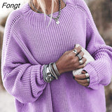 Women's New Winter Sweater Loose Oversize Sweater Coat Woman Sweaters Fashion Sweater Winter Sweater Women Purple