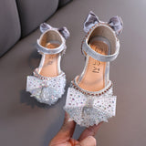 Hot Summer Girls Sandals With Bow Open Toe Diamond Princess Party Shoes Soft Flat Sandals For Girls Kids