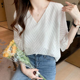 Fongt Chiffon Shirt Short-Sleeved Women's Summer Dress 2023 New Fashion Small Shirt Flared Sleeve Top-Outfit
