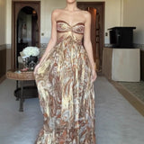 Fongt Women's New Sexy Breast Print Hollowed-In-Faced Dress