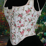Fongt Pink Small Fresh French Retro Wrapped Chest Court Corset Before And After Strap U Tie Small Rose Print Vest