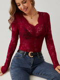 Fongt 2025 New Sexy Single-Layer Flower Lace Fan Decoration Bottom Shirt Woman