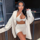 2022 Spring Summer Women Solid Ribbed 2 Pieces Irregular Crop Top Biker Shorts Set Streetwear Tracksuit Outfit
