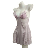 Fongt New French Romantic Smooth And Tective With Chest Mat Yarn Sexy Back-To-Back Pyjamas High-Sensing Pure Wind Sling