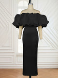 Fongt Tector-Bosing Dress Bubble Sleeve Bag-Mast Party Dress Party Dress