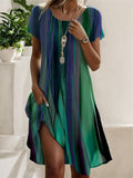 Fongt Hot Selling Literary And Art National Wind Round Collar Long Dress