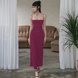 Fongt Slings Sexy Dew Fine Shiny Shiny Dress Summer Pure Breeze Hottie Senior Long Dress