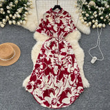 Fongt Short-Sleeved Dress Women Autumn Polo Tie Straps To The Waist Design Small Chic Temperament Long Dress