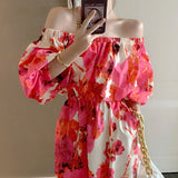 Style Summer Women Casual High Waist Sexy Backless Beach Dress Vintage Slash Neck Dot A-line Maxi Dress
