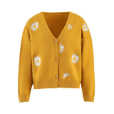 Fongt Ladies Sweater Single Breasted Qiuju Embroidered Coat Sweater Women's