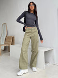 Fongt Women's Autumn Versatile Irregular Slim Bottom Top T Shirt Round Collar Solid Color Slim Long Sleeves-Outfit