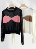 Fongt Design Sense Contrast Color Sweater Female Early Spring New Pure Desire Wind Wipe Chest Soft Sister Jacket Sweet Cool-Outfit
