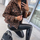 Leopard Print Washed Denim Jacket Women Raw-edges Short Jean Coat Casual Tops Spring Autumn Female Oversize Loose