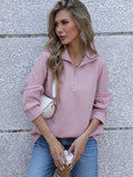Fongt Wish Autumn Explosion Of Women's Hot Sales Of Pure Color Long Sleeve Zipper Collar