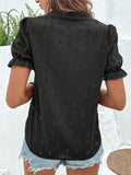 Fongt Flower Embroidered Lotus Leaf-Side Shirt Women V-Necked Coated Women