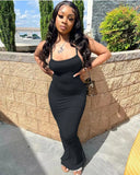 Summer Slip Sexy High Waist Strap Long Solid Color