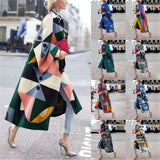 Fongt Spring And Autumn Wishebay Long Horn Sleeve Coat Print Loose Wind Coat