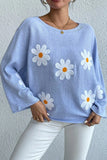 Fongt Embroidered Flower Women's Clothing 2025 New Loose One-Word Shoulder Jacket Sweater