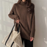 Fongt New Fall / Winter 2023 Retro Lazy Wind Coat With A Long-Sleeved Knit Bottom Turtleneck-Outfit