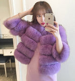 Fongt Fever Imitation Fox Fur Coat Women's Short-Sleeved Fur Coat