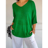 Fongt Casual Sweater Basic Thin V-Neck Seven-Sleeve Solid Female Bottoming Shirt Ice Cream Color
