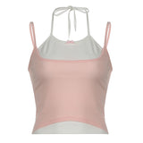 Sweet Holiday Two Pieces Of Lace Suspenders Summer Sexy Short Style Navel Vest Girl-Outfit