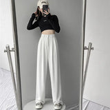 Fongt Autumn Dress New High Waist Loose Hanging Feeling Straight Pants Show Thin Pants Drop Feeling Suit Pants Ins Floor Pants
