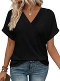 Fongt New Women's Dress Casual Round Neck Striped Multi-Color Short-Sleeved Overseas Hot T-Singing T-Shirt