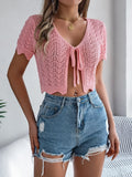 Summer T-Shirt With Hollow Short-Sleeved Knitted T-Shirt Holiday Umbils