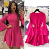 Fongt High-End Knitted Dress Women Autumn And Winter Royal Sister Temperament Dating Short Skirt French Waist Sweater Skirt