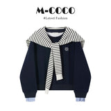 Fongt Autumn Wears Korean College Style Blue Embroidered Long-Sleeved Jacket Dress Dress Suit