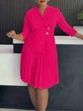 Fongt Women's Winter Suit Collar Shirt Large-Size Fashion Elegant Folding Dress