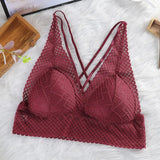 Bralette Sexy Bras For Women Hollow Out Lace Bra Crop Top Wireless Underwear Deep V Push Up Bra Sexy Lingerie