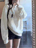 Women Cotton Beige Sweaters 2023 Fall Vintage O Neck Long Sleeves Letter Embroidery Sweaters Female Chic Pullovers-Outfit