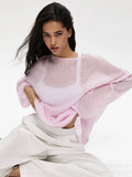 Fongt Spring And Summer New Hollow Sweater Women Wind Soft Loose Knitted Long-Sleeved Clothing Hot