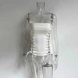 Tops For Women 2021 Summer Sleeveless Off Shoulder Solid Drawstring Sexy Top Elegant Bodycon