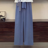 Suit Women's Summer 2022 New Korean Version Of Loose Tie Casual Tops High Waist Wide Leg Pants Two-piece