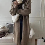 Fongt Long Gentle Lazy Wind Soft Waxy Loose Design Sense Chic Knit Cardigan Sweater Coat Female-Outfit