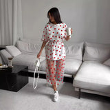 Fongt New Women's Love Lazy Round Neck Casual Loose Mesh Splicing Short Dress